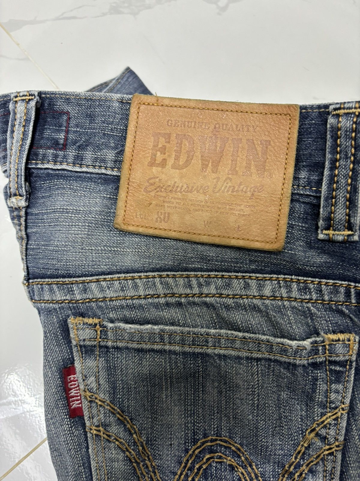 VINTAGE EDWIN XU DISTRESSED DENIM JEANS - 12