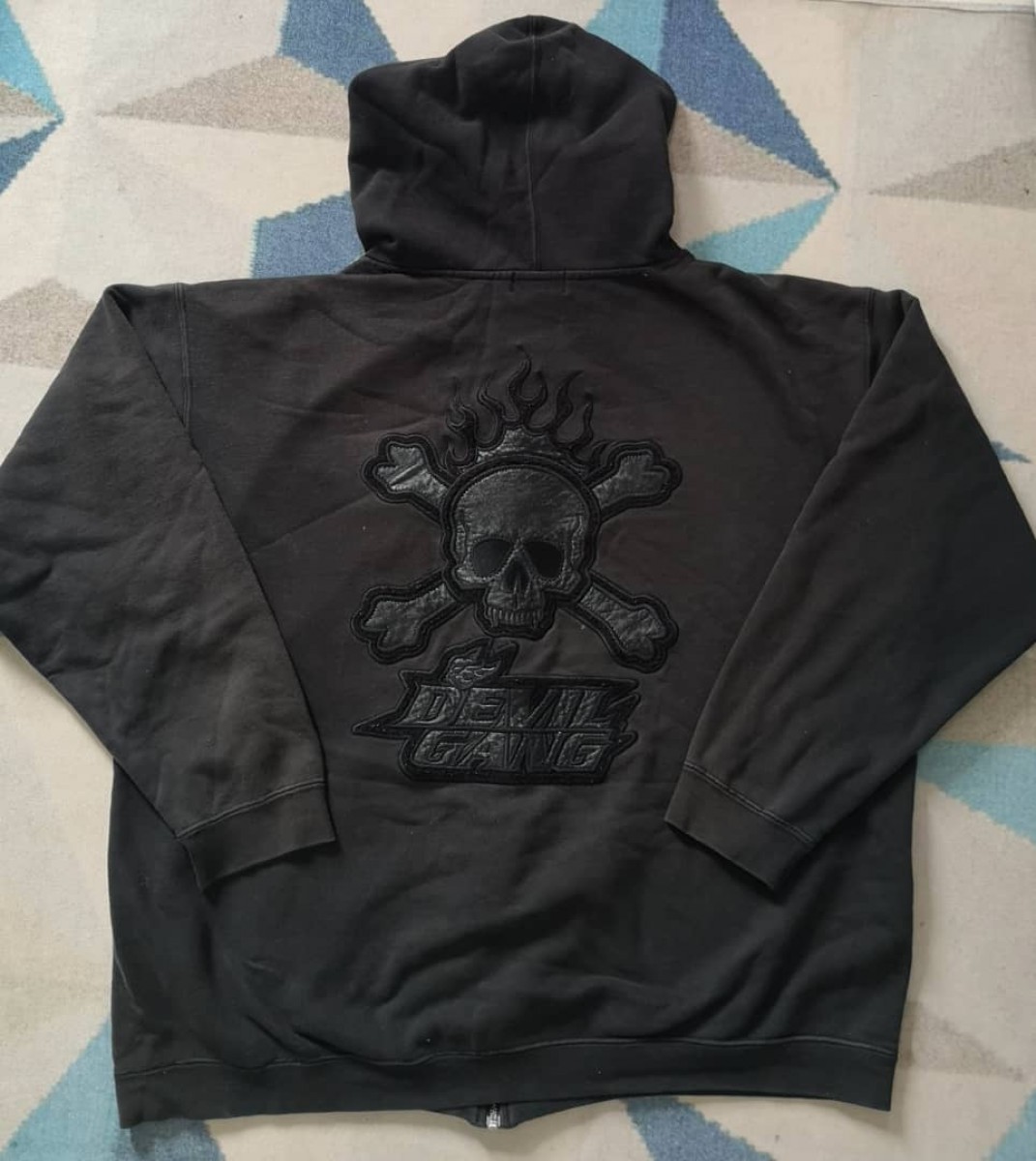 Japanese Brand - Devils Gangs Embroidered Logo Hoodie - 1