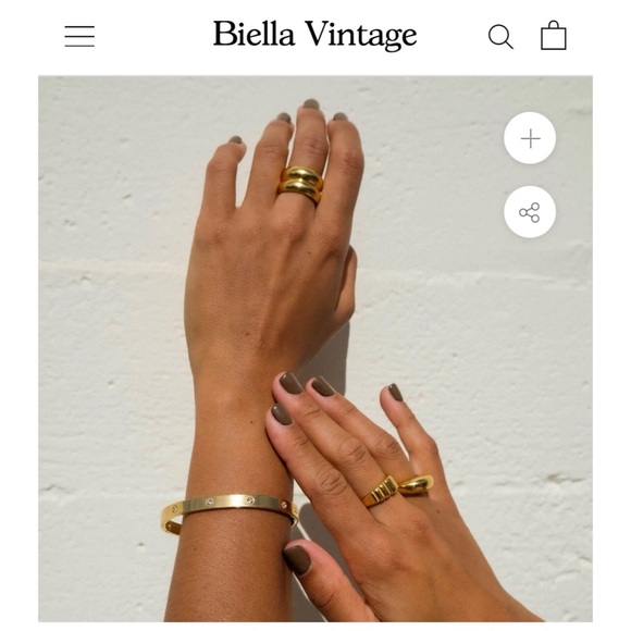 Biella Vintage Gold Double Band Ring - 3