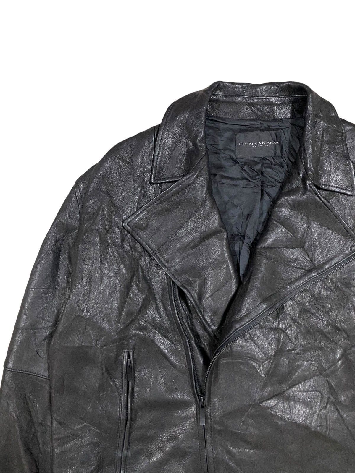 Vtg🌑Donna Karan New York Double Collar Leather Jacket - 6