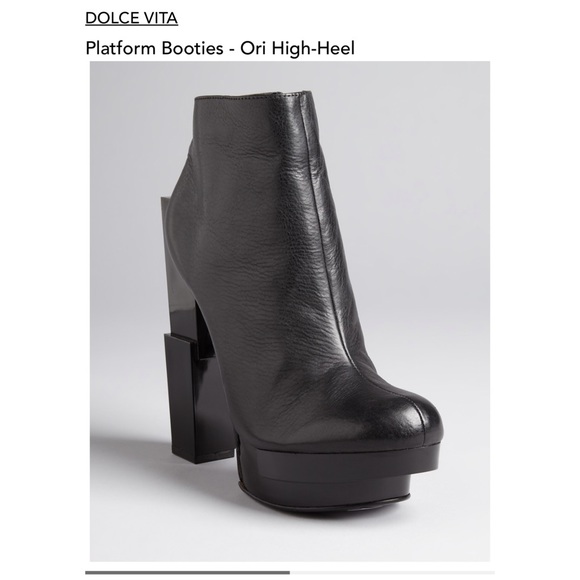 Dolce Vita Ori Black Leather Stacked Platform Booties - 1