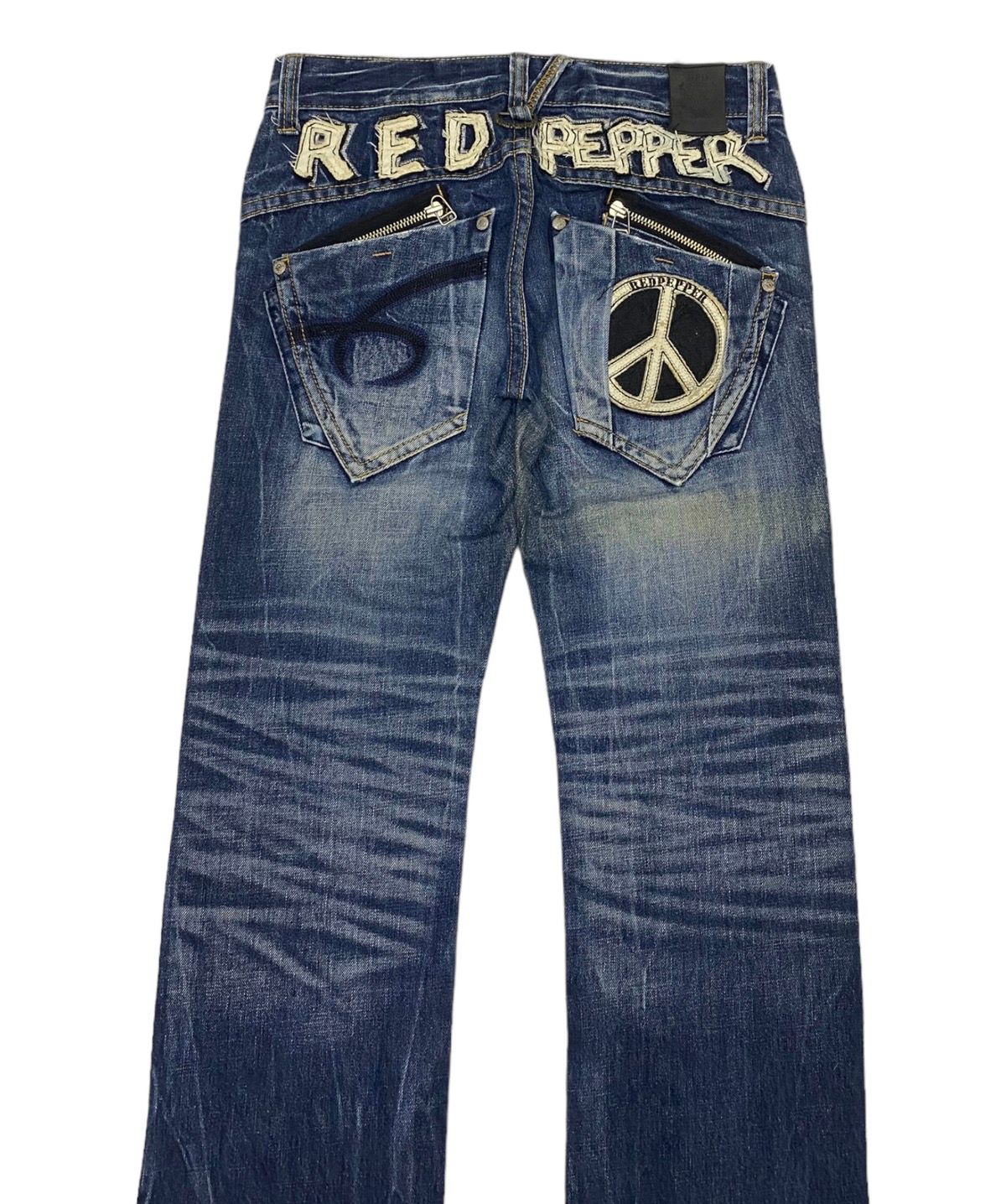 🔥GRAIL 🇯🇵 RED PEPPER "PEACE" DISTRESSED DENIM JEANS - 3