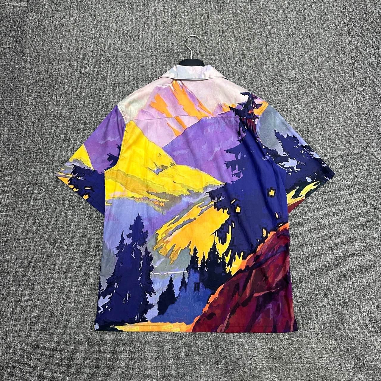 Prada Sunset Sky Oil Painting Short Sleeve Shirt - 2