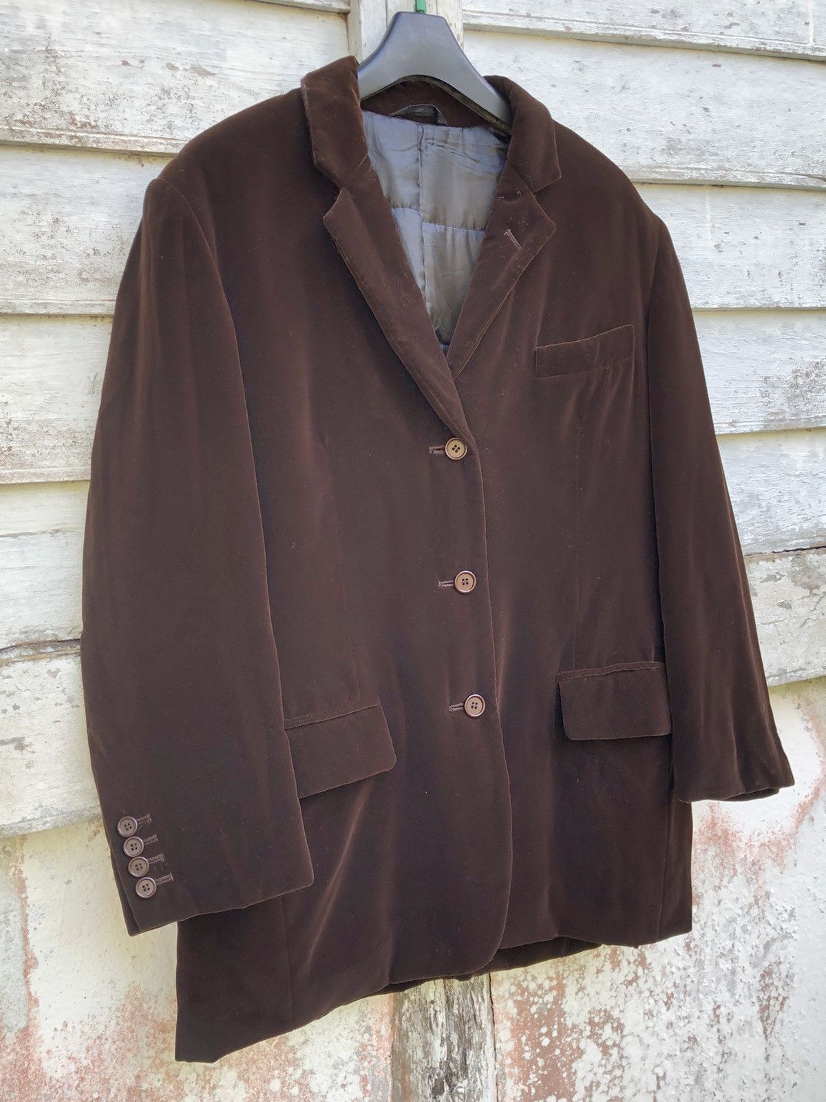 Vintage Helmut Lang Dark Brown Velvet Padded Jacket - 3