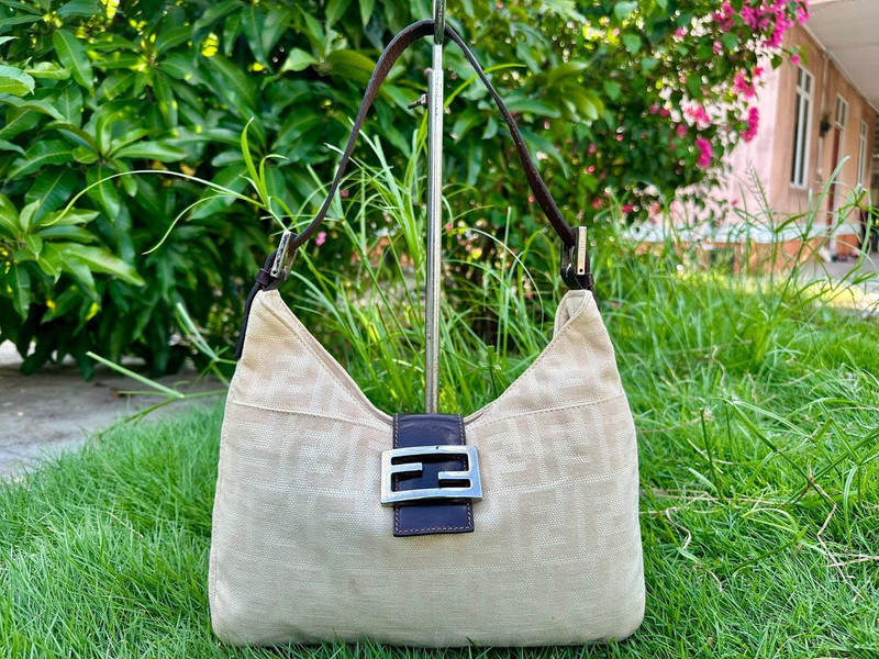Authentic Fendi Zucca Mamma Baguette Shoulder Bag - 1