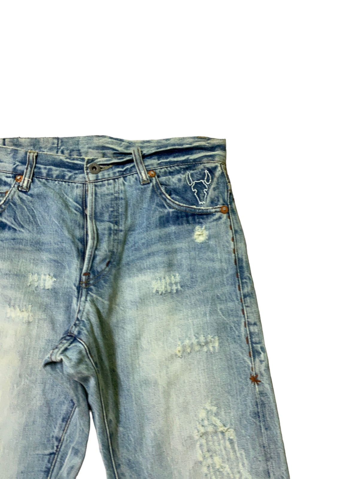 Distressed Denim - Distressed Japan Denim Zipper Custom Denim Jeans - 5