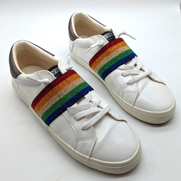 Vintage Havana Houston White Rainbow Sneakers Women's 8.5 Euro 38.5 EUC - 1