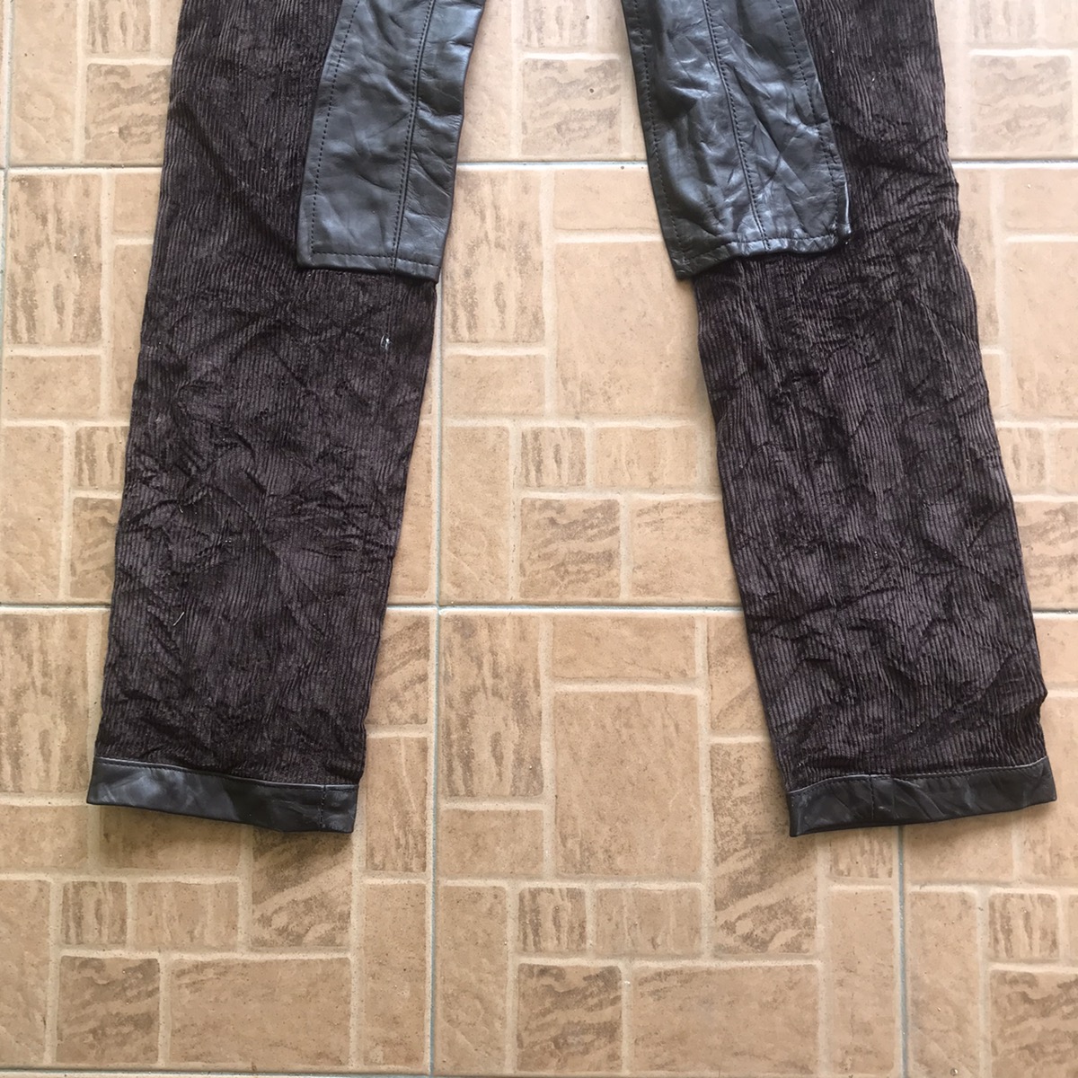 Archival Corduroy Leather Patch Biker Pants - 12