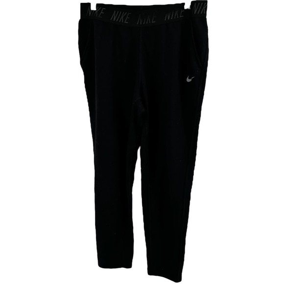 Nike Dry Tapered Sweatpants Dri Fit Swoosh Logo Pull On Athleisure Black Large - 2