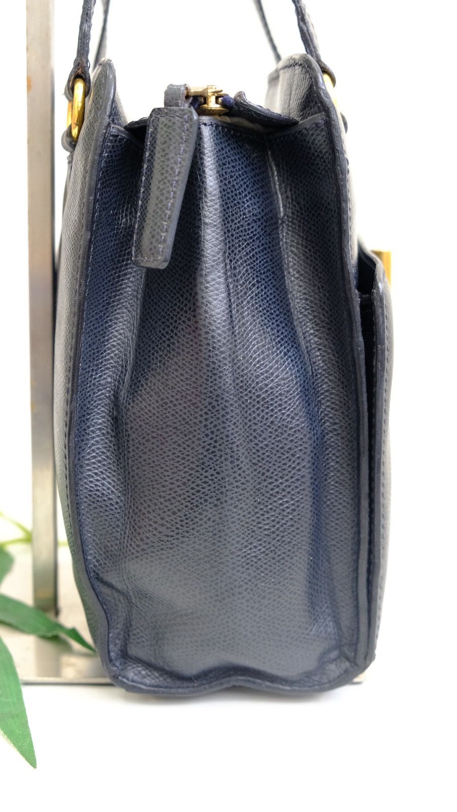 Vintage Celine Paris turnlock handbag blue leather - 5