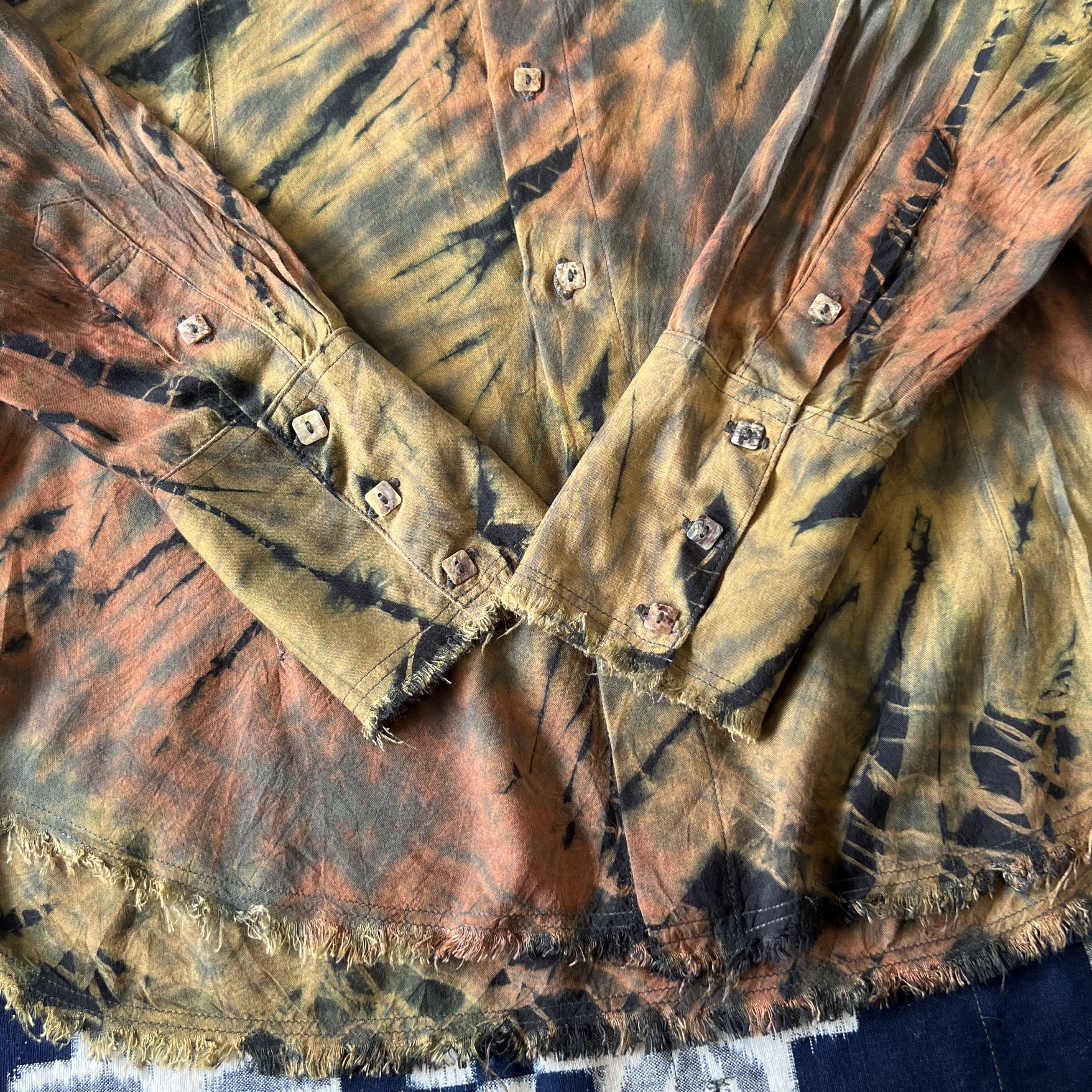 GOA Scarecrow Frayed Button Up Shirt Tie Dye - 6