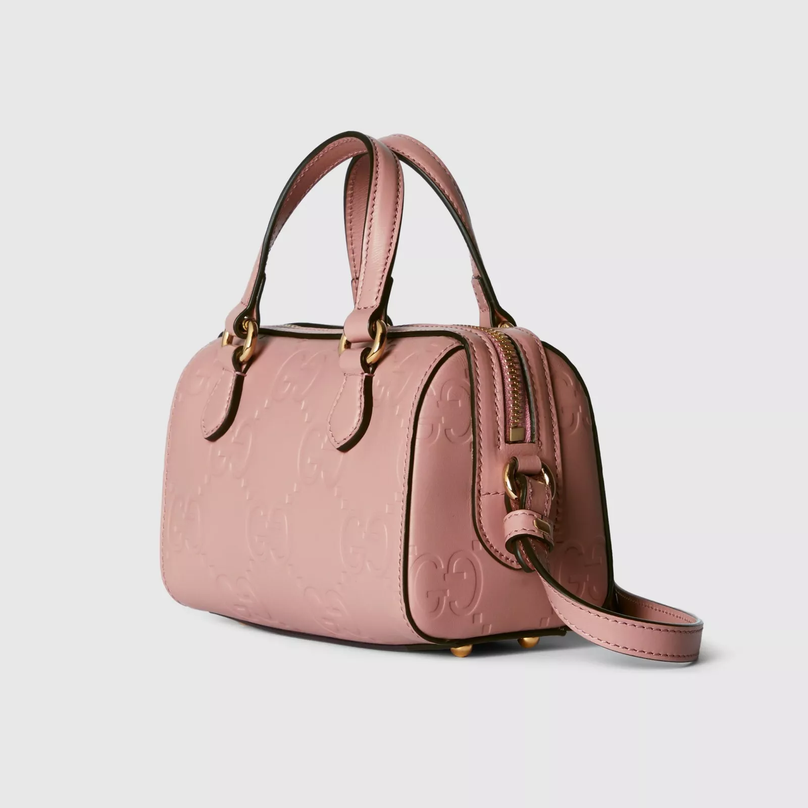 GUCCI GUCCI Super Mini Rose Beige GG Leather Top Handle Bag