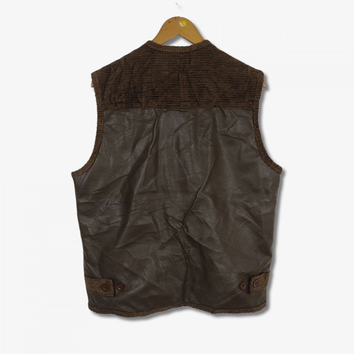 Designer - Fernand Razzini Italy Designer Leather Corduroy Vest Jacket - 2