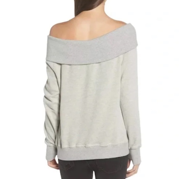 Pam & Gela Off Shoulder Sweatshirt in Heather Gray - 2