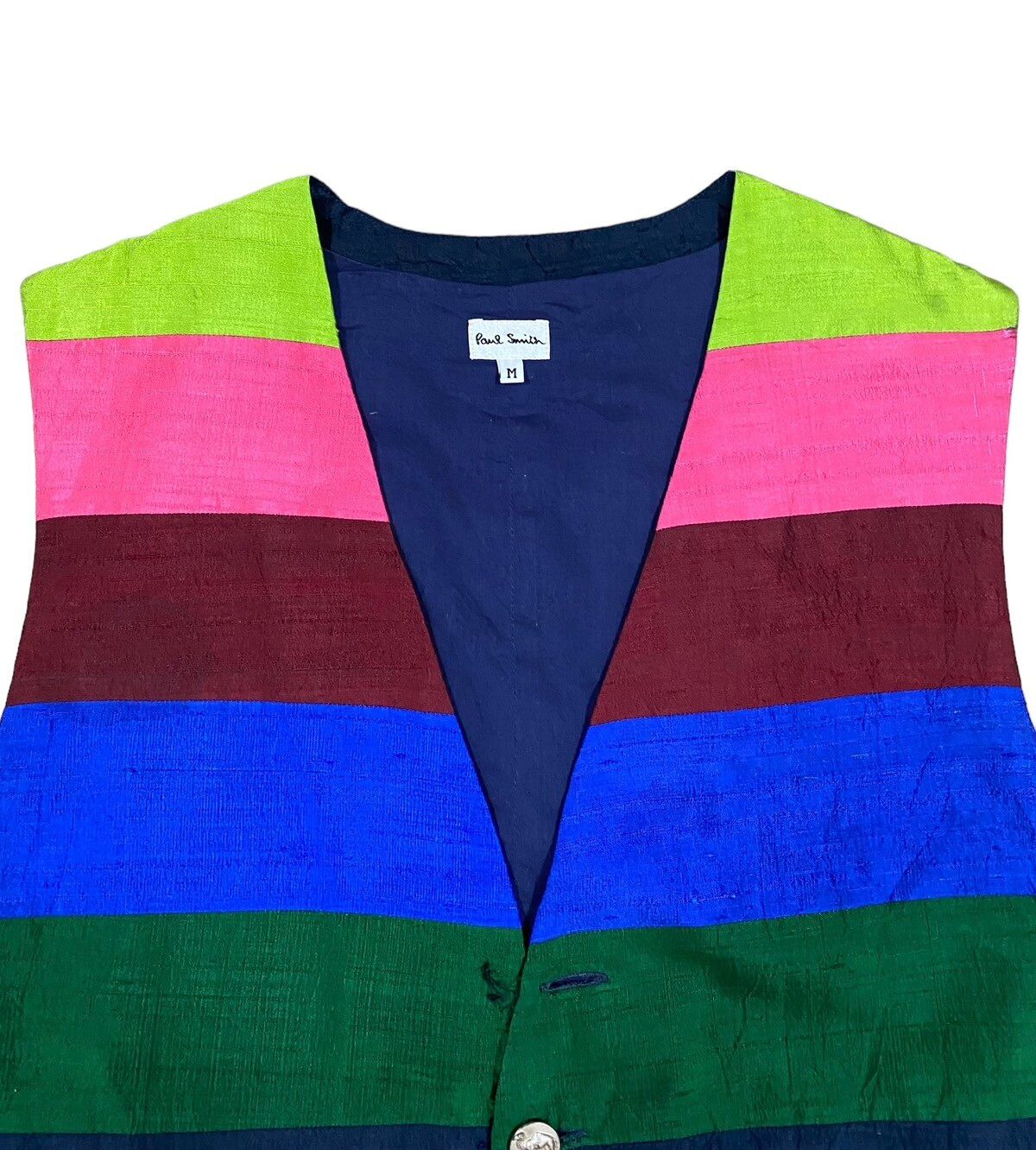 Authentic🔥Paul Smith London Rainbow Silk Vest Jacket - 3