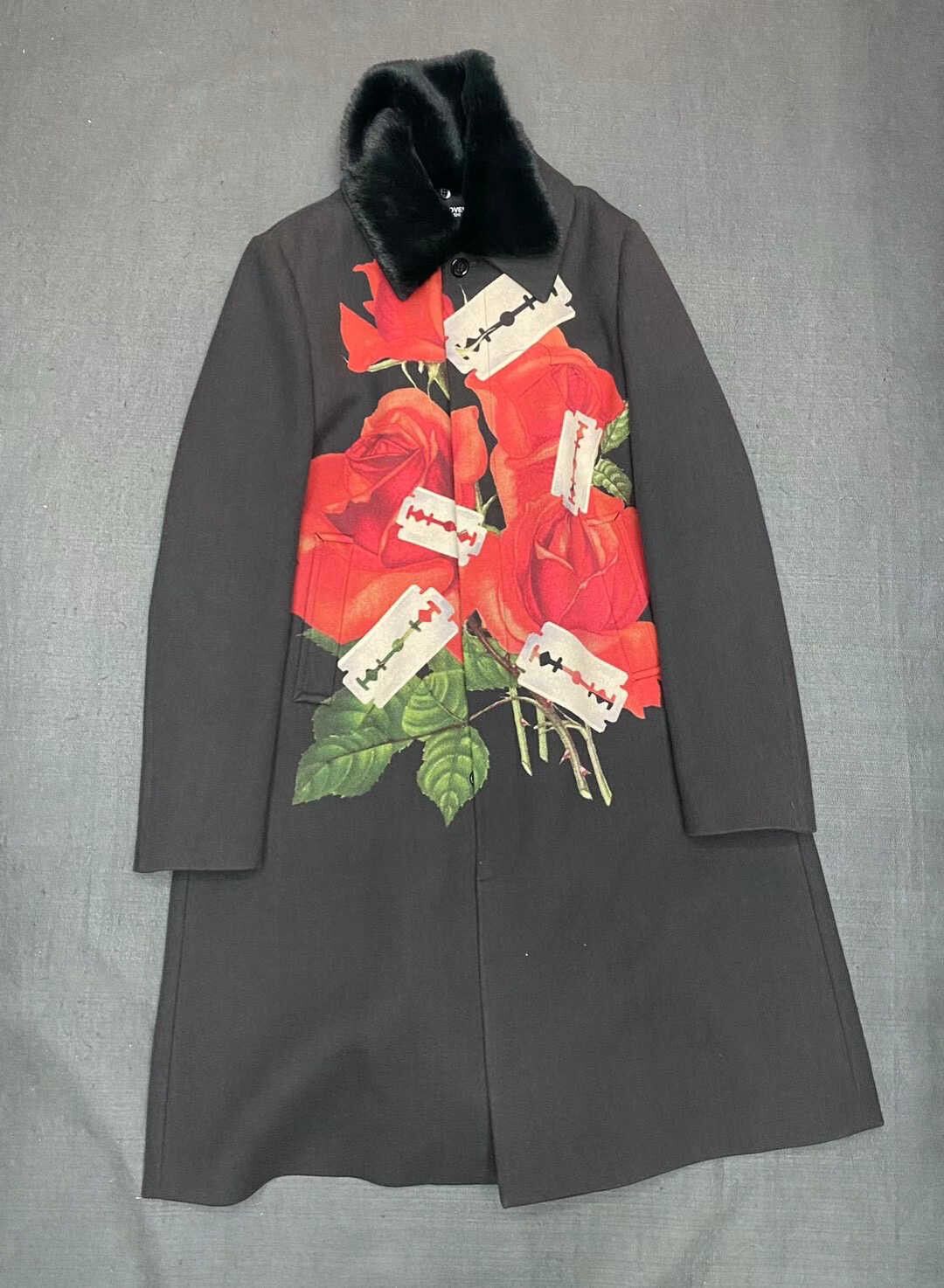 Undercover Floral Printed Coat In Black - 1