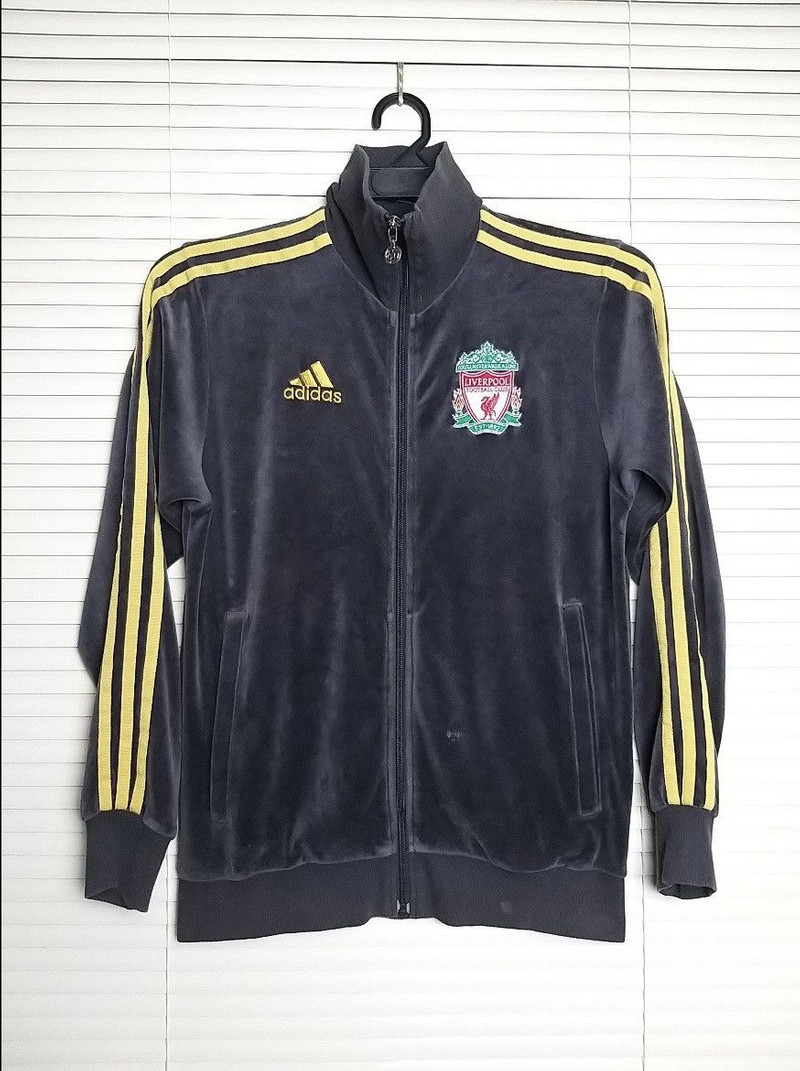 VINTAGE Y2K ADIDAS "LIVERPOOL" VELVET ZIPPER SWEATER/JACKET - 1