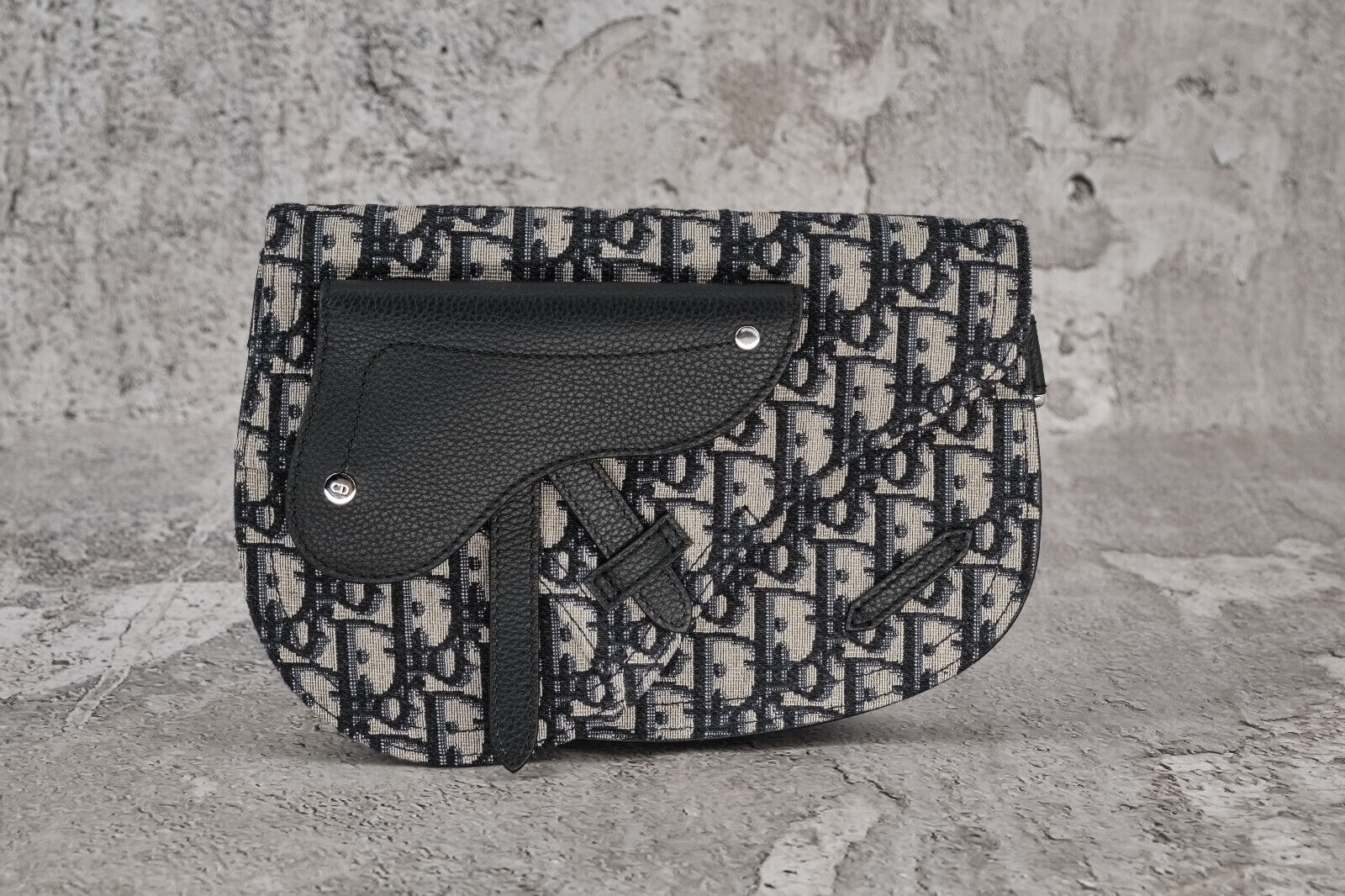 DIOR OBLIQUE CANVAS & LEATHER SADDLE POUCH CROSSBODY BAG - 7