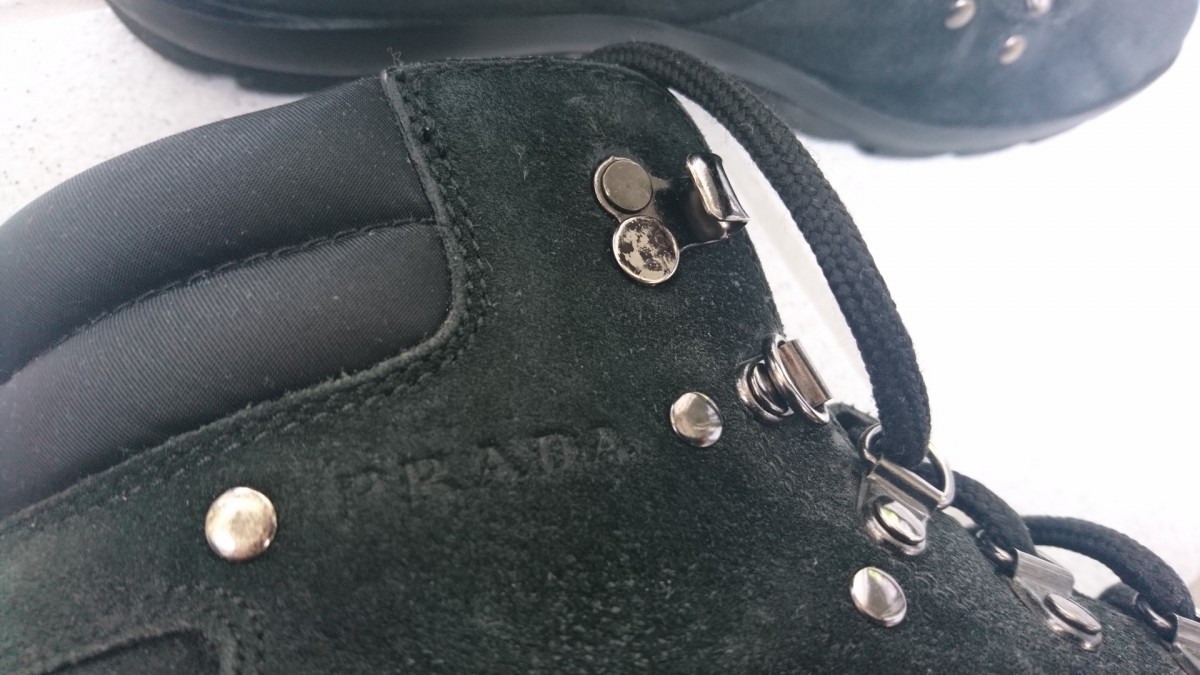 Black Suede Velour Hiking Leather Boots UK7 - 4