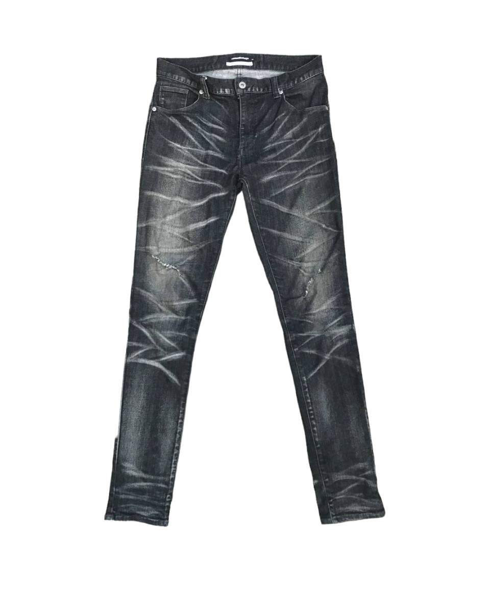 JAPAN Semantic Design Tornado mart Herringbone Faded black wash Distressed jean Slim Lowrise - 1