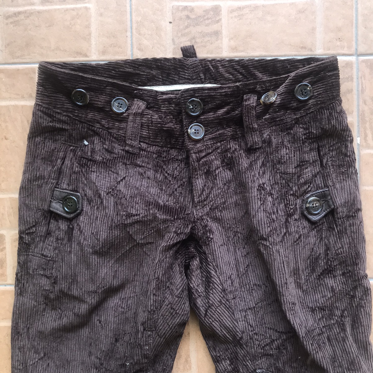 Archival Corduroy Leather Patch Biker Pants - 10