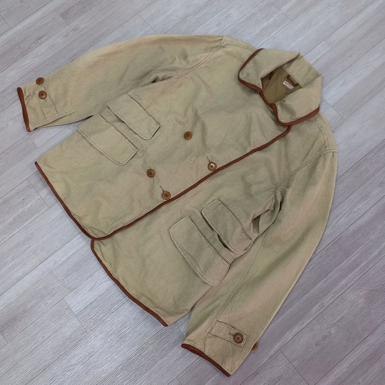 Vintage KAPITAL Hemp Chino Cross P-Coat Jacket - 7