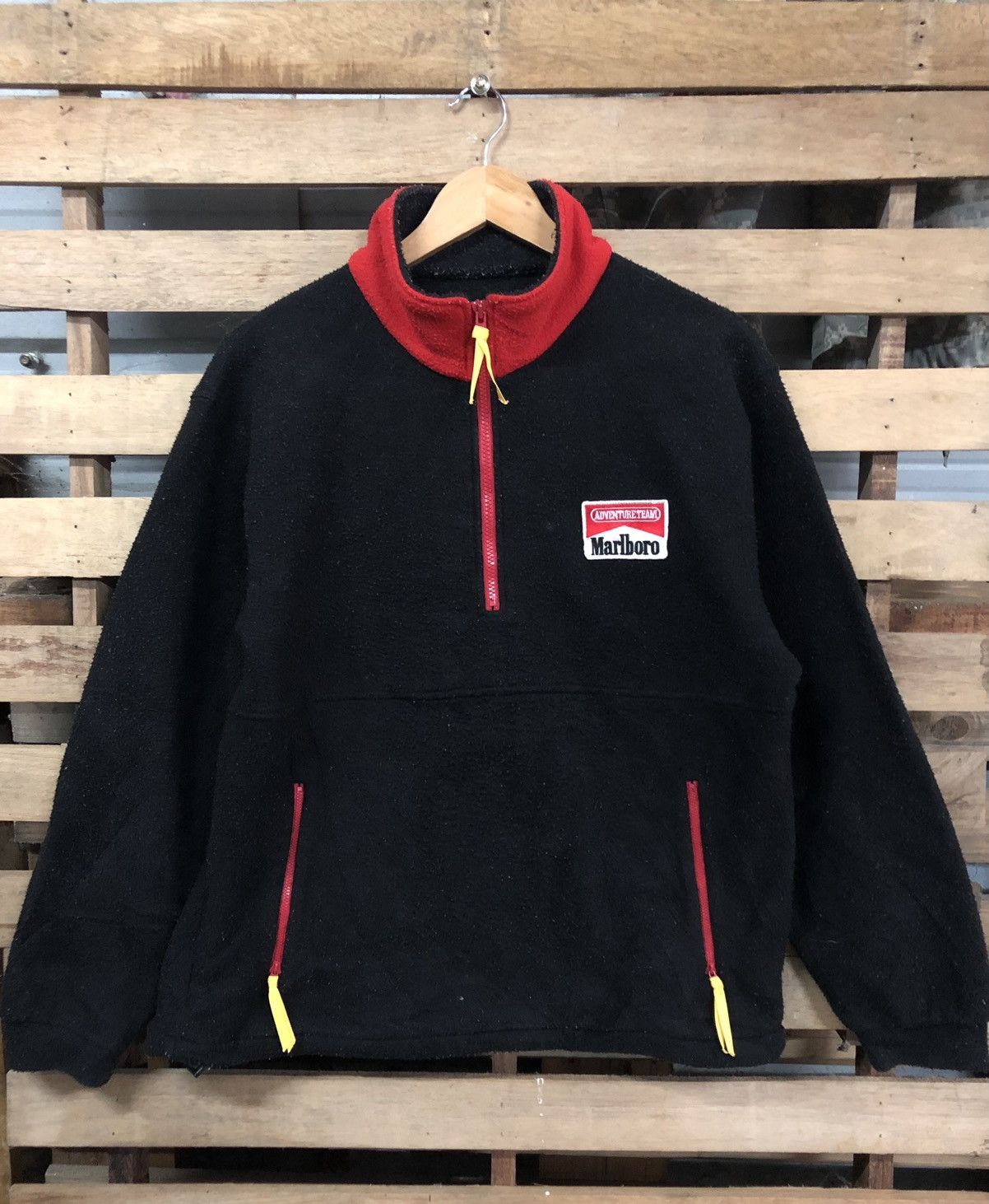 Vintage Marlboro Patch Logo Fleece Half Zipper Jacket - 1