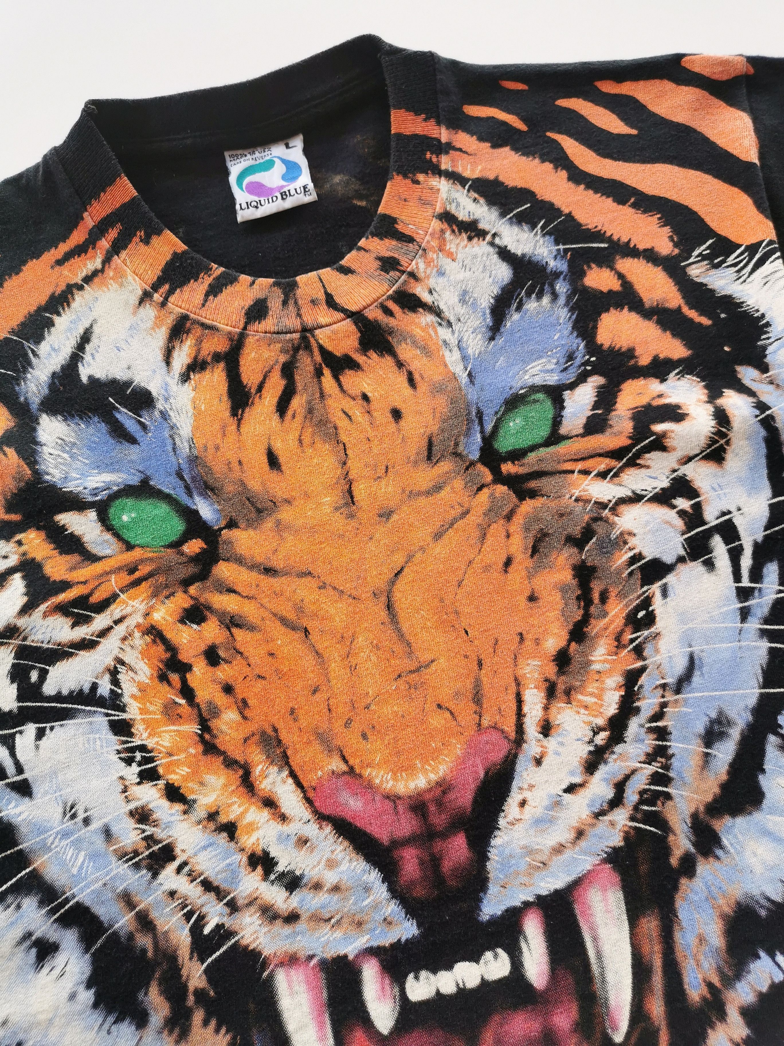 1995 Vintage Tiger Liquid Blue By John Connell Art Tshirt - 8