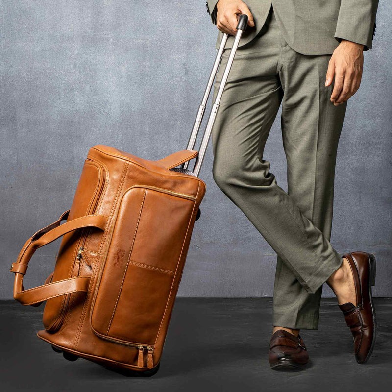 PREMIUM Travel Bag With Leather Calf - Brown - 2