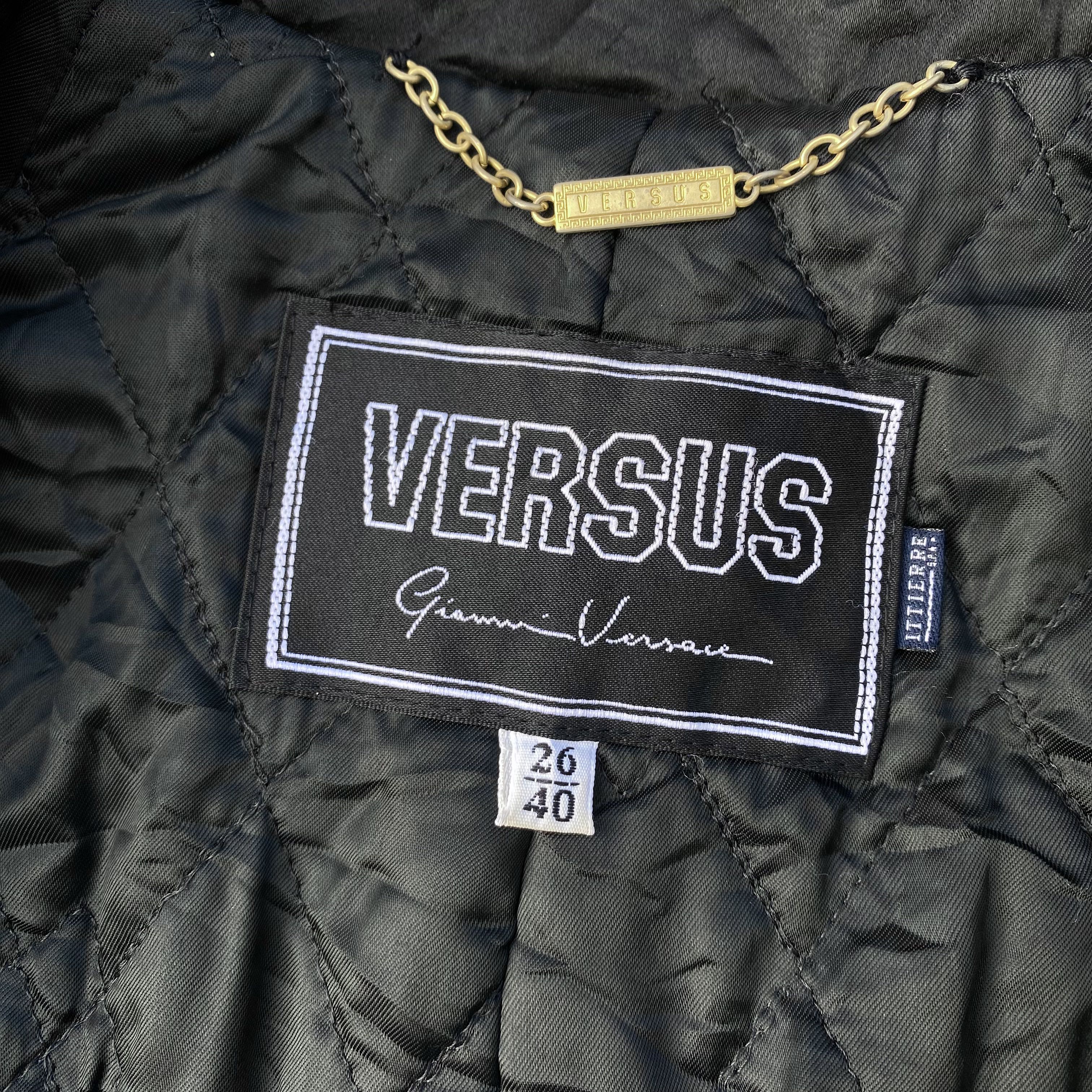 Versus GIANNI VERSACE Quilted Faux Fur Collar Coat Jacket - 10