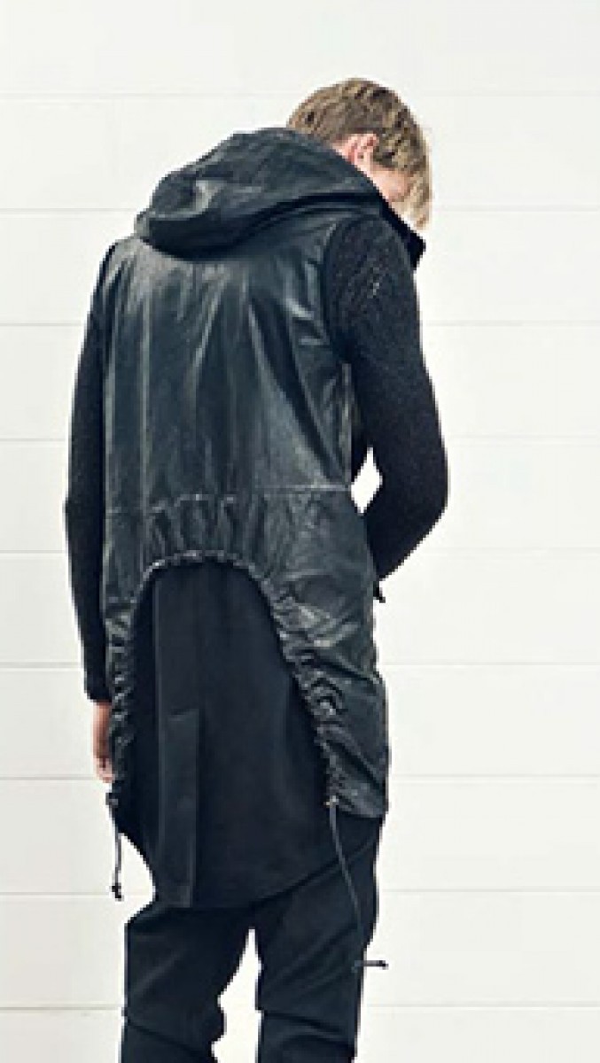 Isabel Benenato - GRAIL! Wool & leather hooded coat. Like Julius, Rick Owens - 1