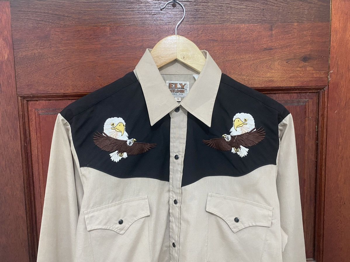 Vintage Ely Cattleman Western Eagle embroidery Shirt - 3