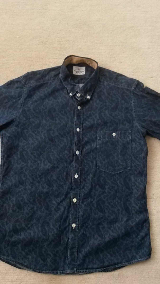 Rare Blue Denim Floral Paisley Pattern Festival Shirt - 2