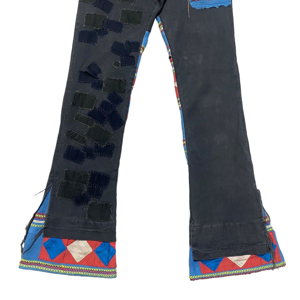 SS03 Undercover Scab Ethnic Patchwork Flare Pants - 7