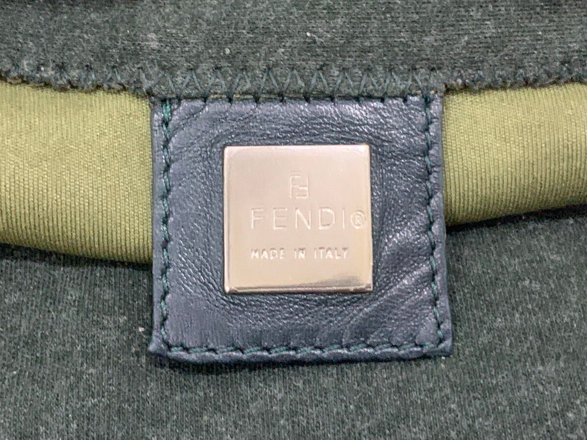 Authentic vintage FENDI Mamma Baguette green cotton handbag - 18