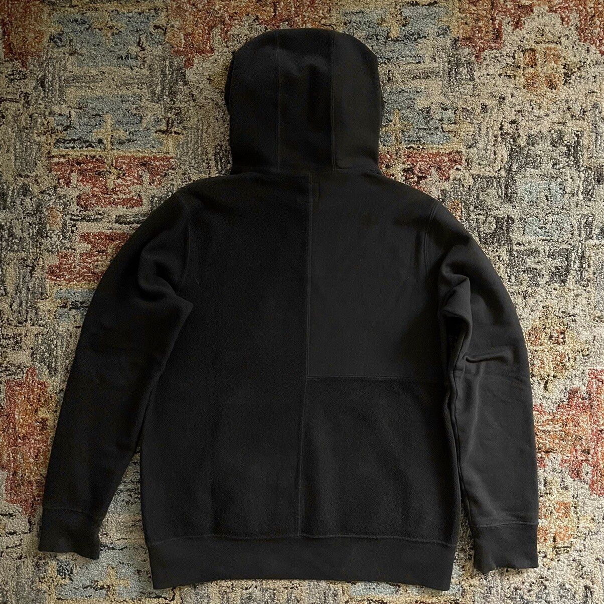 Paneled Hoodie Charcoal dark olive green patchwork cotton - 5