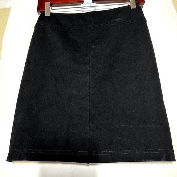 Lacoste Pencil Mini Skirt Side Slits Elastic Waist Pullover Viscose Black 34 S - 4