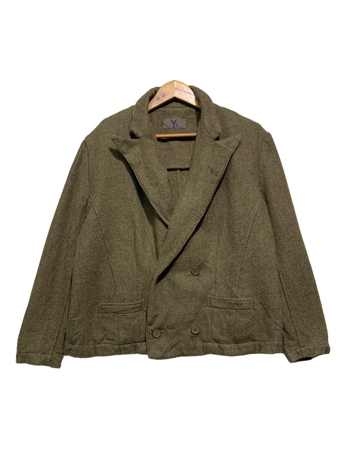 🔥Y’s WOOL DOUBLE BREAT JACKETS OLIVE GREEN - 4