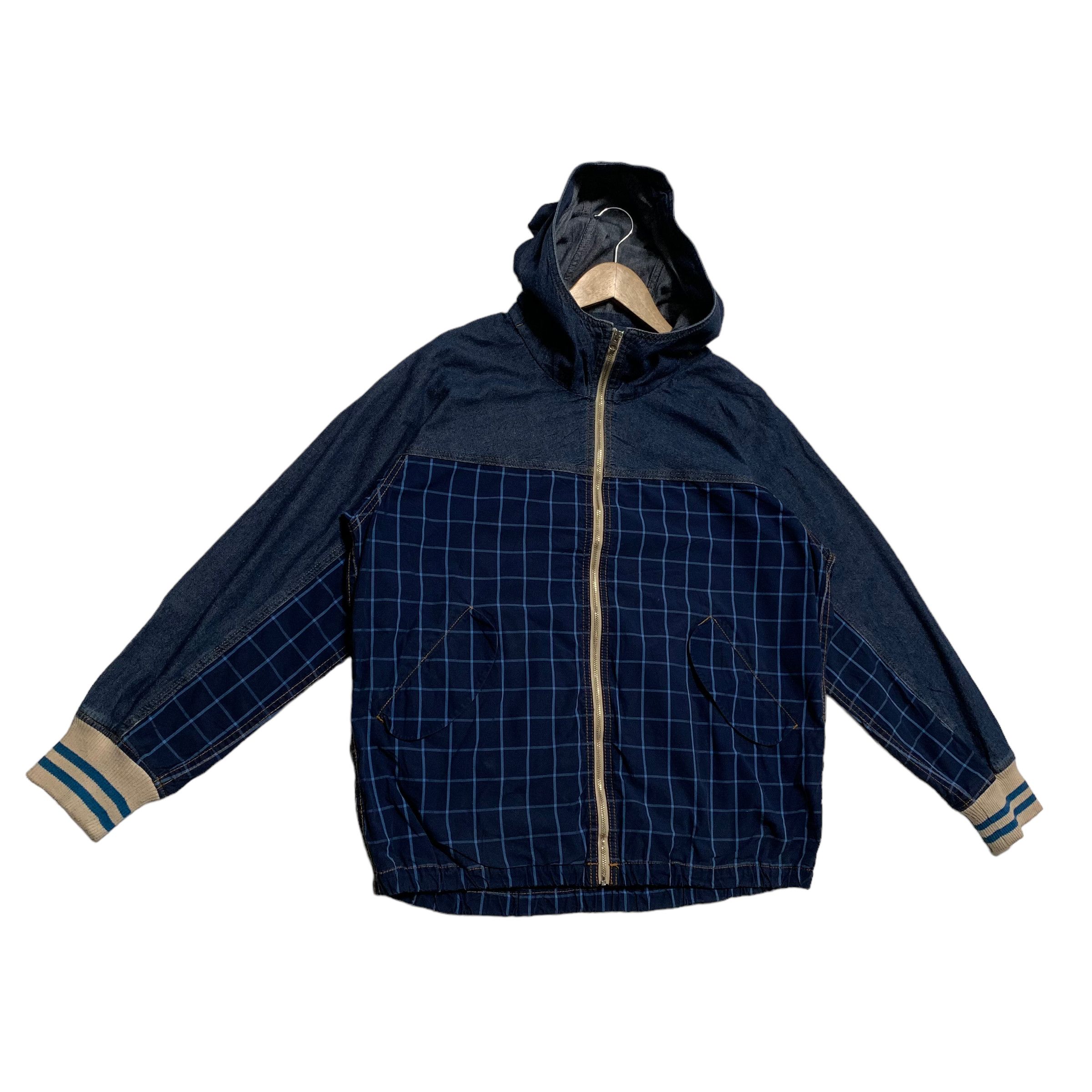 Frapbois By Issey Miyake Denim Plaid Hooded Jacket - 3