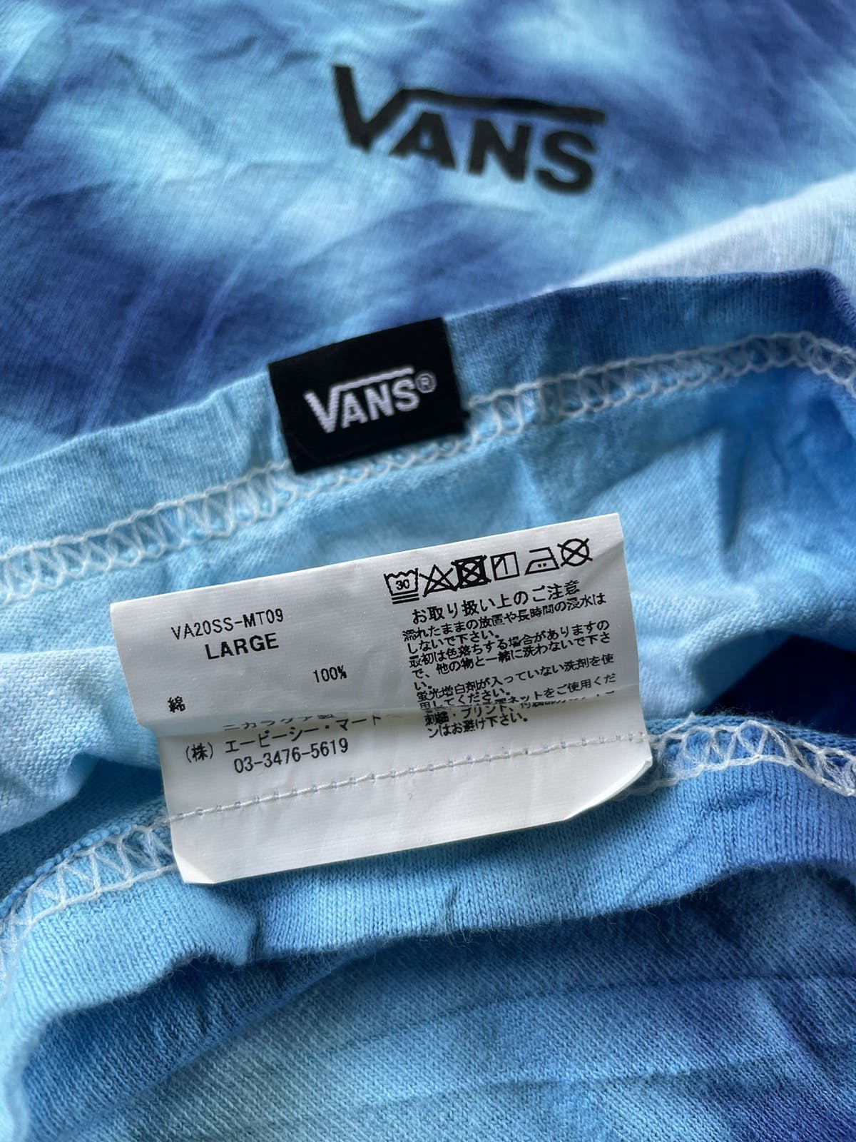 💥Vans Central Logo Bleach Blue Long Sleeve Tee - 5