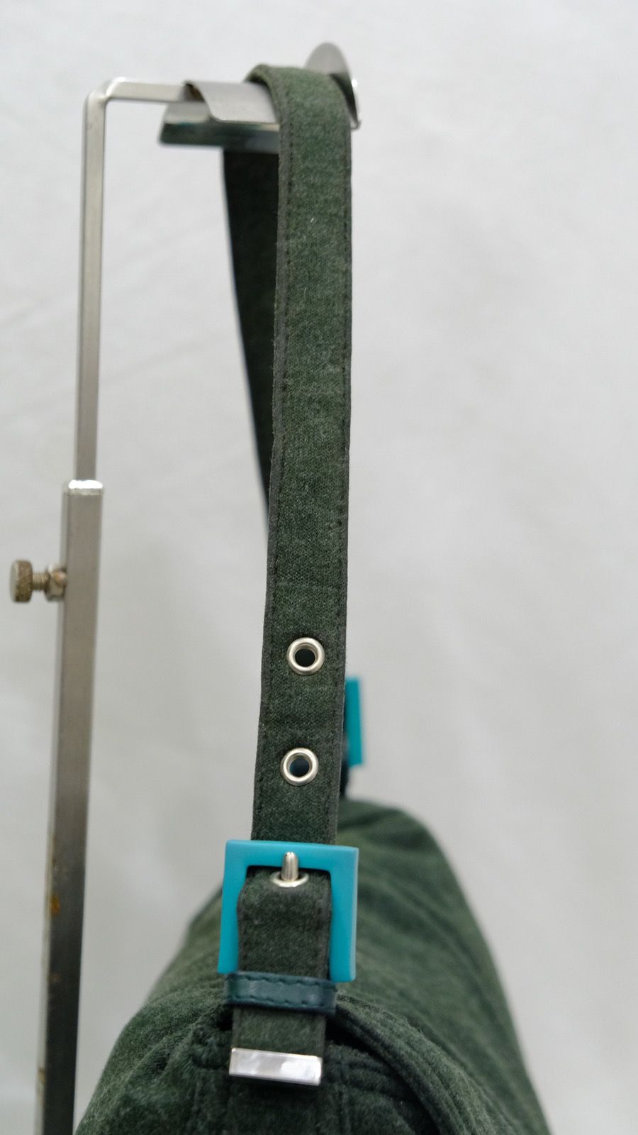 Authentic vintage FENDI Mamma Baguette green cotton handbag - 11