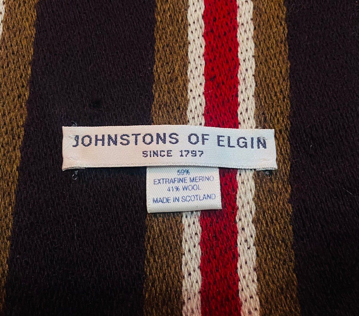 Vintage - Johnstons Of Elgin Scarf Knit Wool BrownRed Made in Scotland - 3