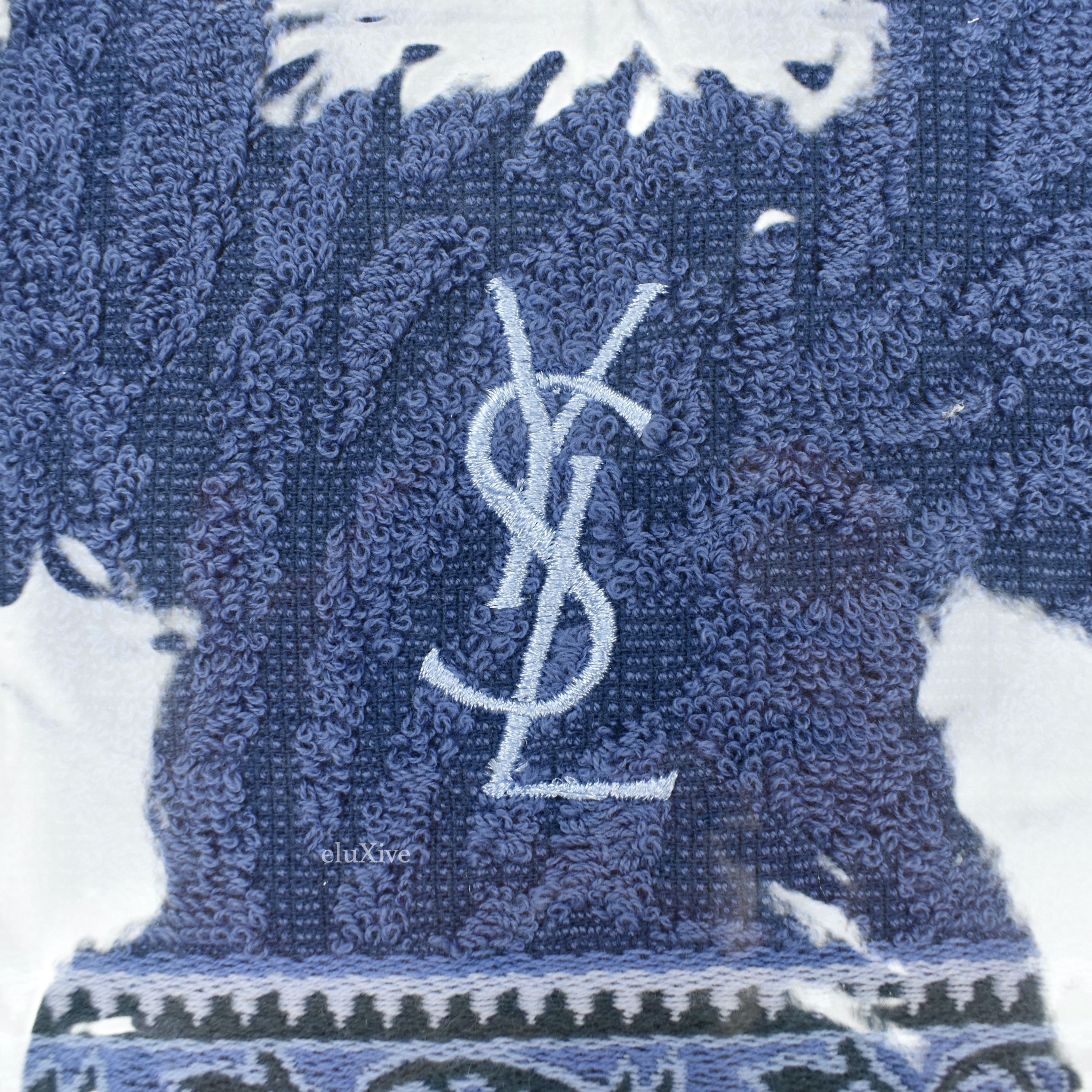 Blue Paisley YSL Logo Hand Towel (Medium) - 3