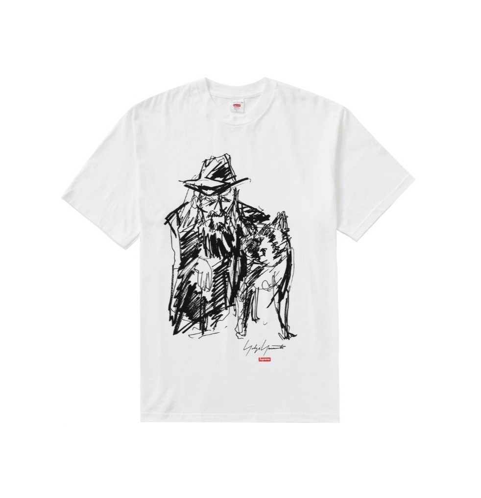 FW2020 SUPREME YOHJI YAMAMOTO SCRIBBLE PORTRAIT TEE WHITE - 1