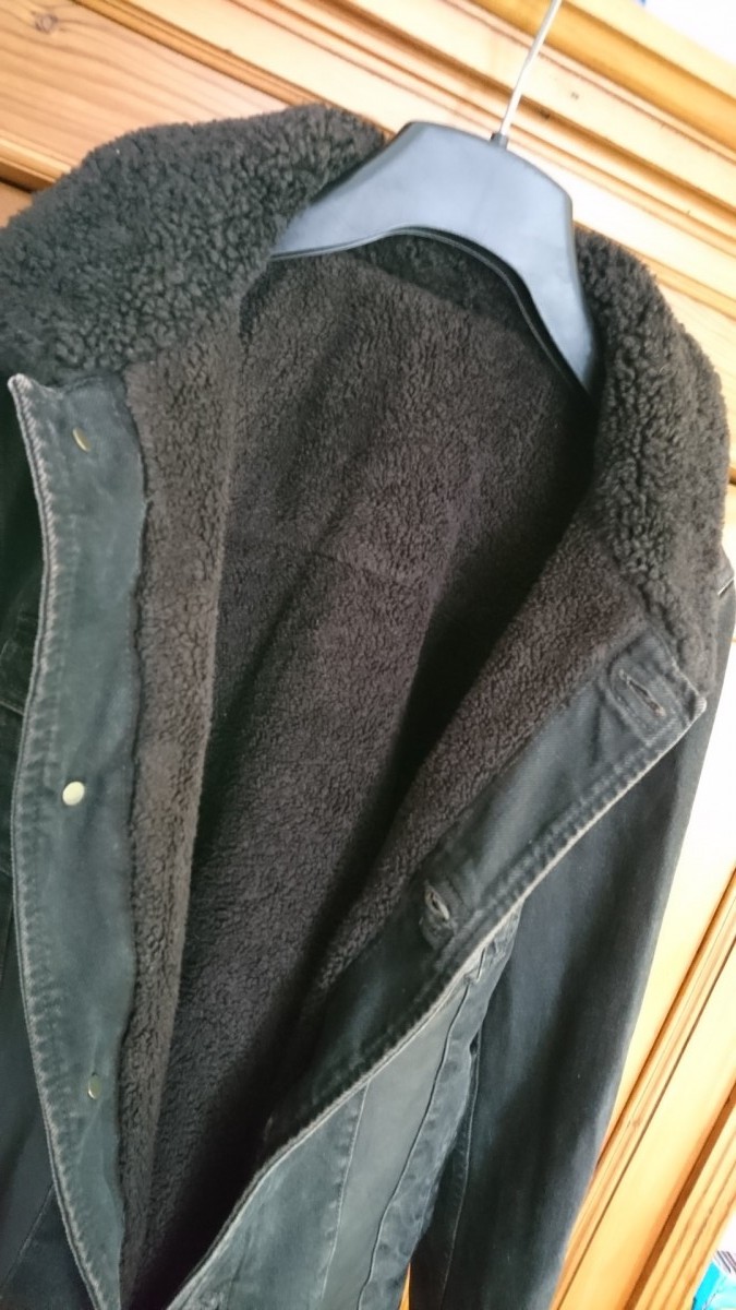 RARE Black Label Teddy Sherpa Denim Leather Detail Jacket - 10