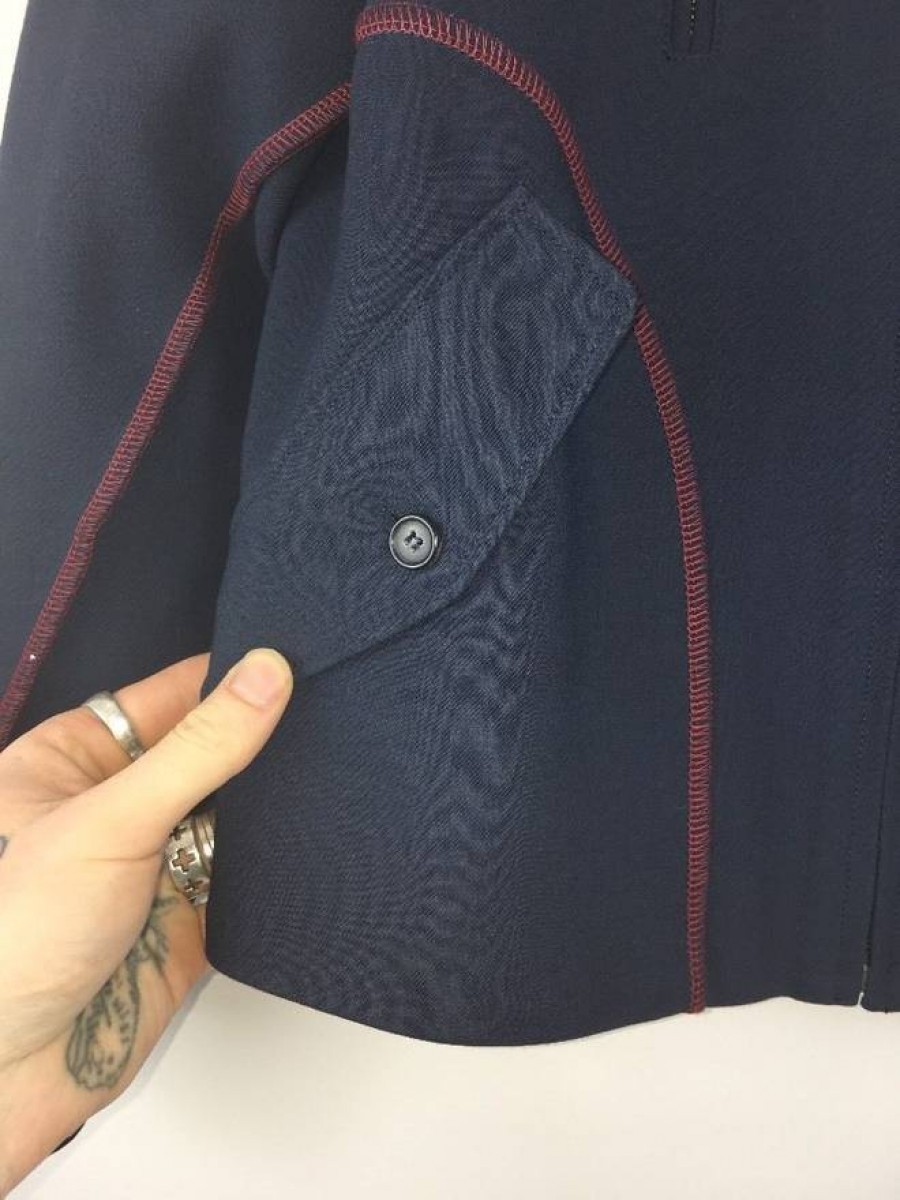 Yang Li - Contrast-Seam Virgin Wool Harrington Jacket SZ Small - 5