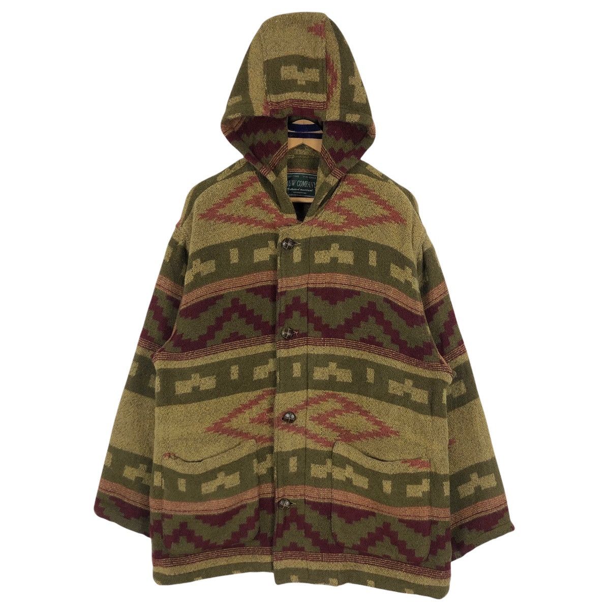 Vintage MUW Company Aztec Navajo Wool Jacket Hoodie - 1