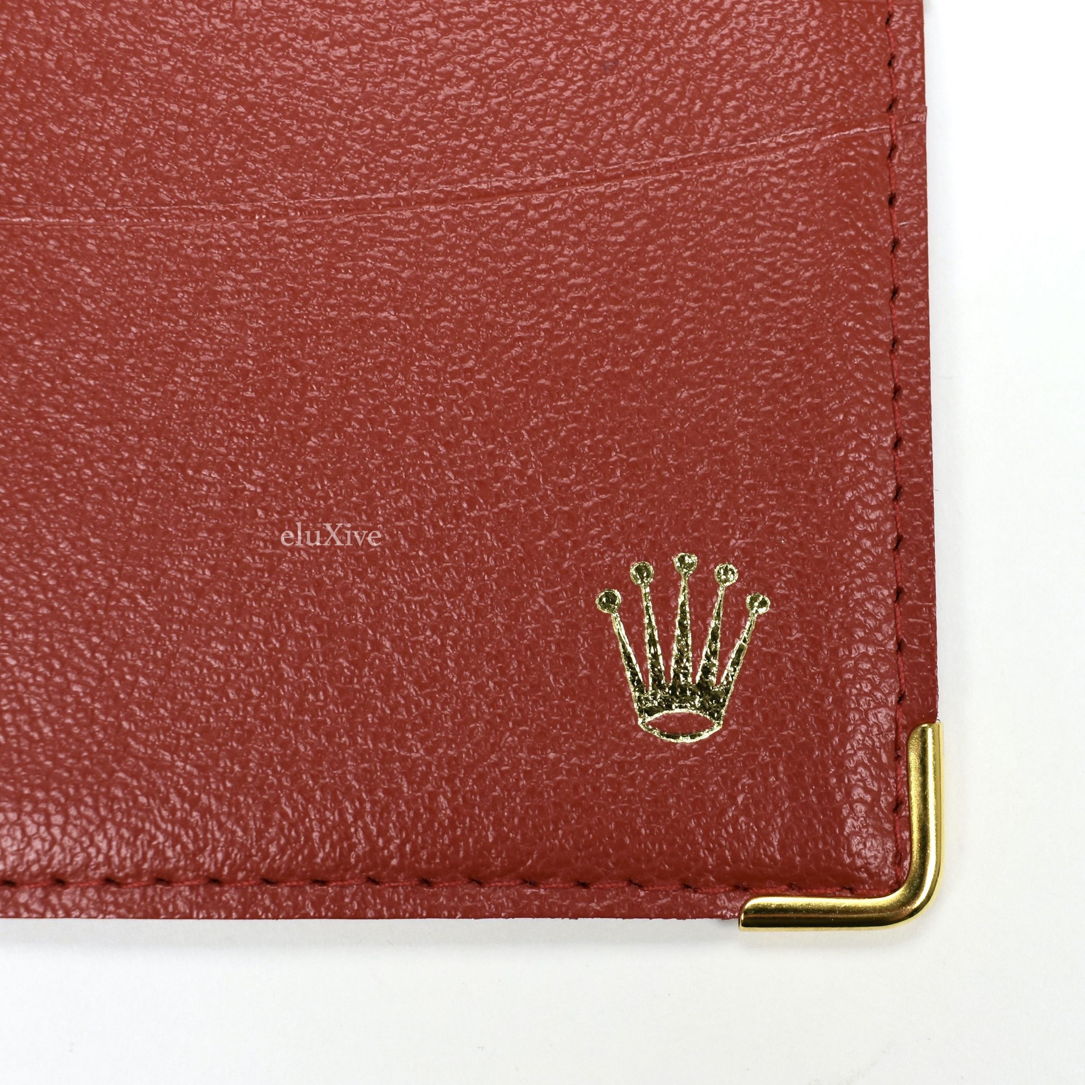 Rolex Red Leather Crown Logo Card Holder Wallet - 3