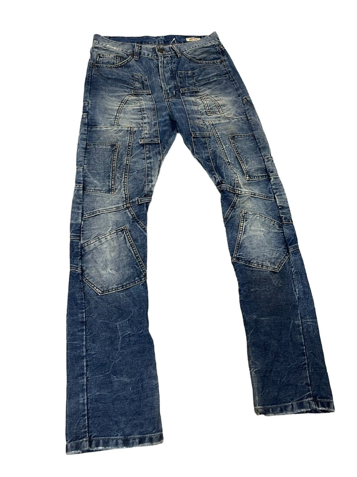 If Six Was Nine - RARE POCKETS PATCHES DENIM FLARE JEANS. KAPORAL STREETWEAR - 3