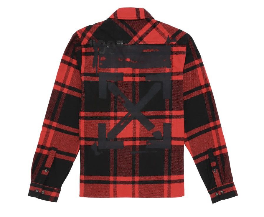 Diagonal stencil checkered flannel shirt - 1